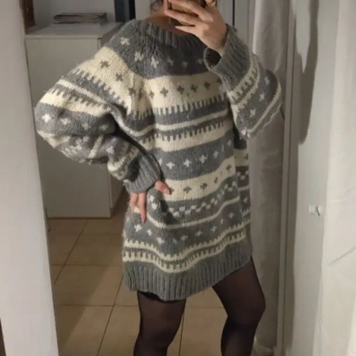 90s wool sweater with traditional Fair Isle pattern, like new