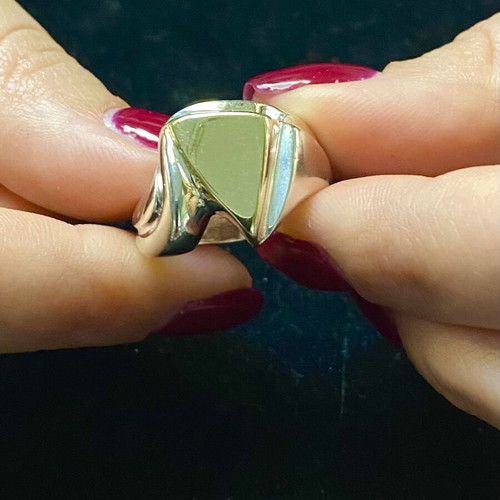 Silver-gold k14 ring new, size No15/55