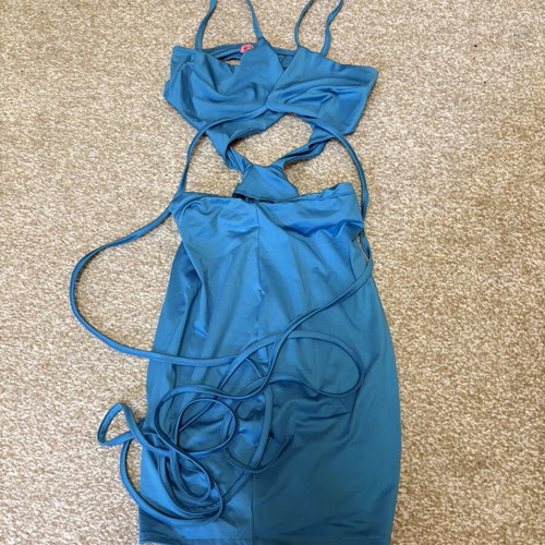 Marmalady blue dress size M like new with chest cutout and ties