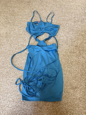 Marmalady blue dress size M like new with chest cutout and ties