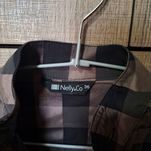 Women's checked shirt brown beige small like new