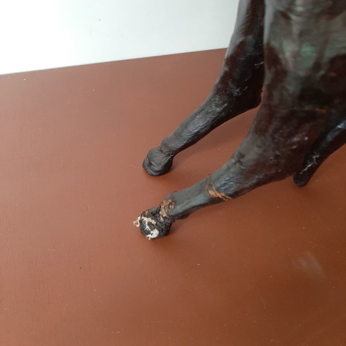 Vintage handmade leather horse used, 1960s decoration