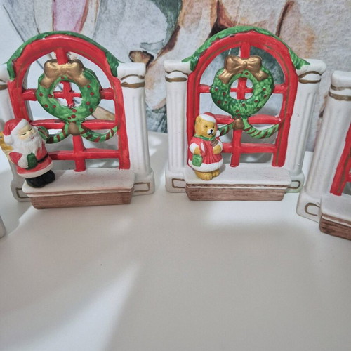 Vintage Christmas ceramic candle holders like new