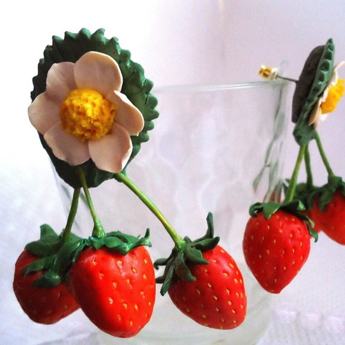 Strawberry long stud earrings made to order