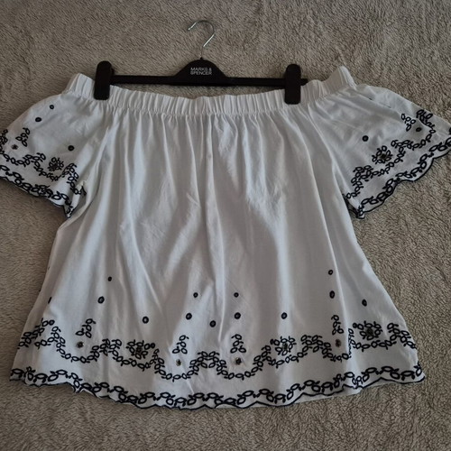 Off Shoulder Top Marks & Spencer like new, cotton with black embroidery
