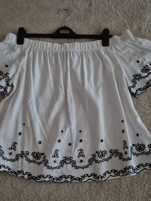 Off Shoulder Top Marks & Spencer like new, cotton with black embroidery