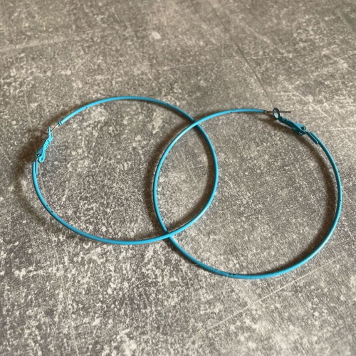 Blue hoop earrings used