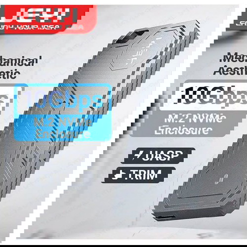 (ЗАПЕЧАТАН) JEYI M.2 SSD 2280 NVMe PCIe Кутия USB3.2 Gen 2 10Gbps