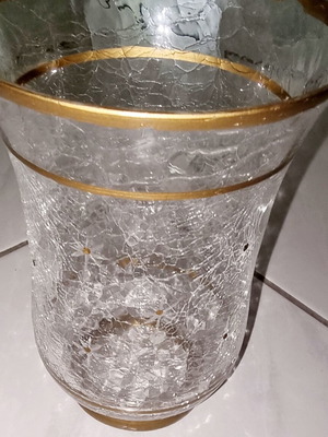Ανθοδοχείο Crackled glass με επίχρυσες λεπτομέρειες
