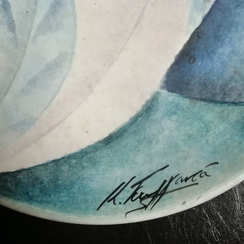 Decorative plate signed by Katerina Georganta used