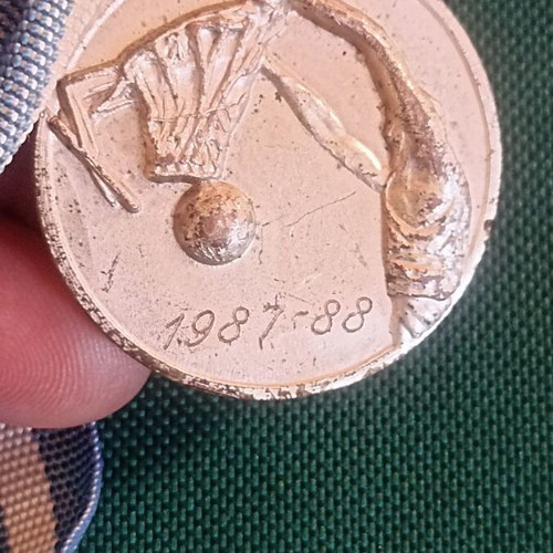 Vintage Basketball Medal silver-toned, Peloponnese Men's Championship 1987-1988