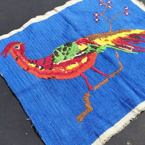 Vintage handwoven embroidery, table runner