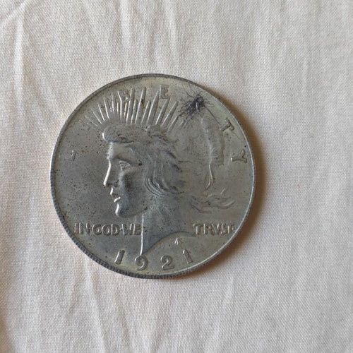 Silver 1921 United States One Dollar Coin, Very Fine