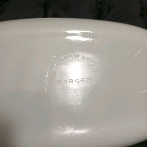 Opal glass Pyrex baking dish new, white, small
