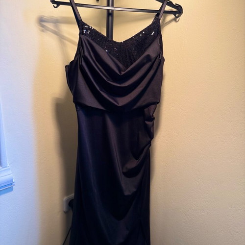 Celestino evening dress like new, black with neckline detail and side slit