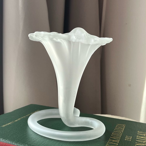 Vintage Stiver Italy decorative vase 1970s used, frosted art glass
