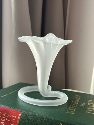 Vintage Stiver Italy decorative vase 1970s used, frosted art glass
