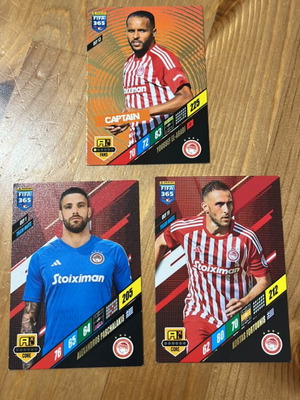 Olympiacos FIFA 365 Panini Adrenalyn cards used, pack of 3