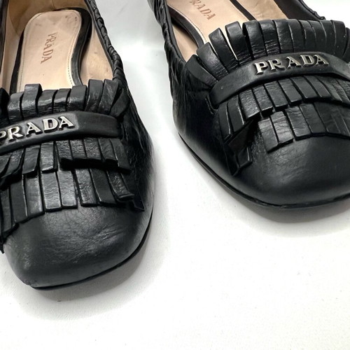 Prada leather mid heels used, size 38.5, black