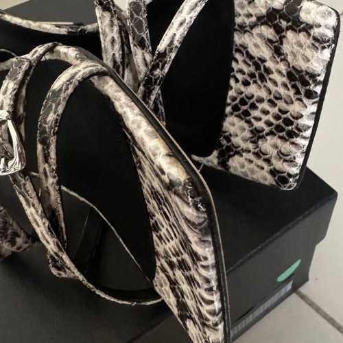 Giuseppe Zanotti snakeskin heel sandals used, metallic 85 heel, size 38.5