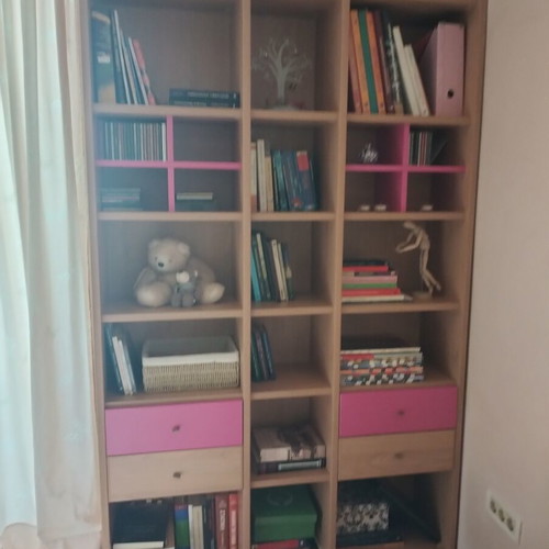 Children's wooden bookshelf and bedside table
