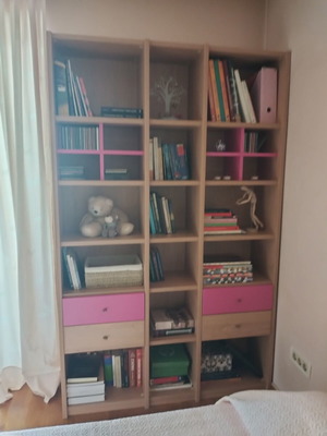 Children's wooden bookshelf and bedside table
