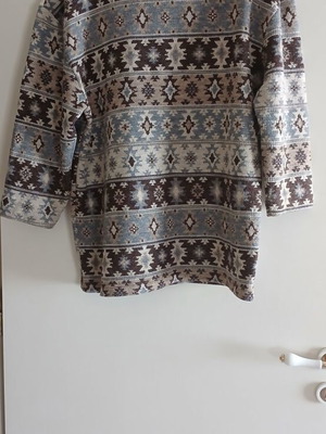 Raxsta knitted sweater with ethnic aztec pattern, multicolor beige