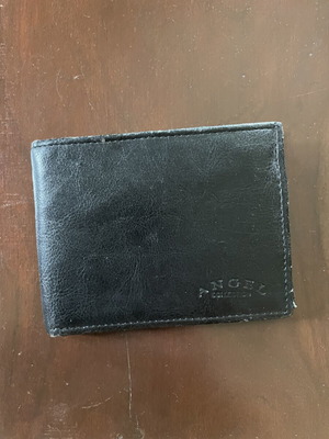 Angel Collection black leather men's bifold wallet, vintage