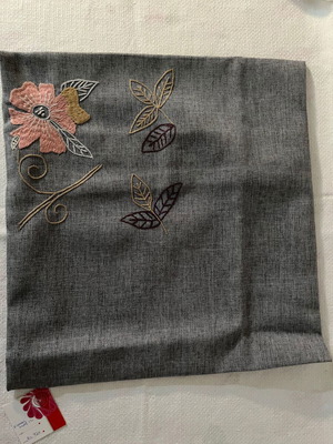 Decorative pillowcase 100% cotton with embroidered floral design new