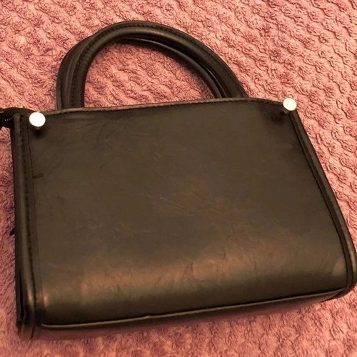 H&M mini black leather handbag new with rock details