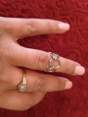 Silver Adjustable Midi Ring with Minimal Geometric Chain Design