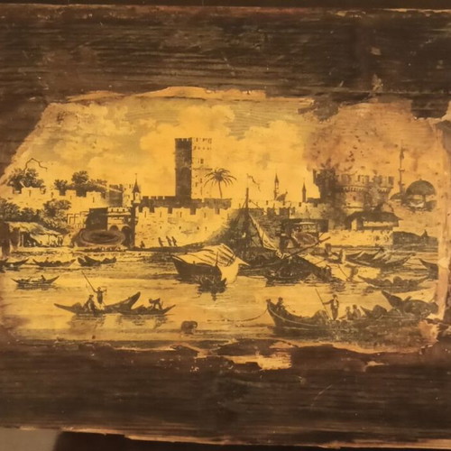 Engraving on old wood used, 34x22.5 cm