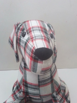 Fabric dog doorstop used