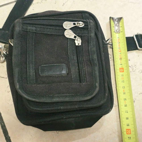 Men's black shoulder bag with multiple pockets