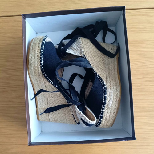 Macarena Alba50-GR Women's Espadrille Platforms Size 38 New