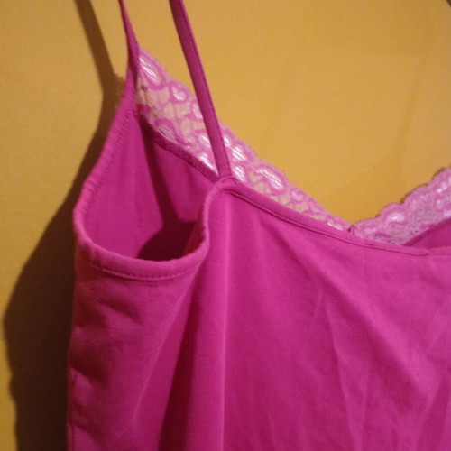Laura Ashley sleeveless top with lace, fuchsia, UK 12