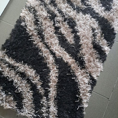 Runner rug used black gray 2.02x0.76 m