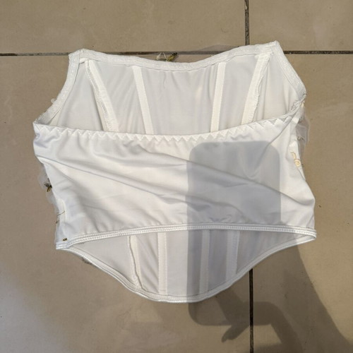 Strapless corset with tulle and flowers size XS new, white
