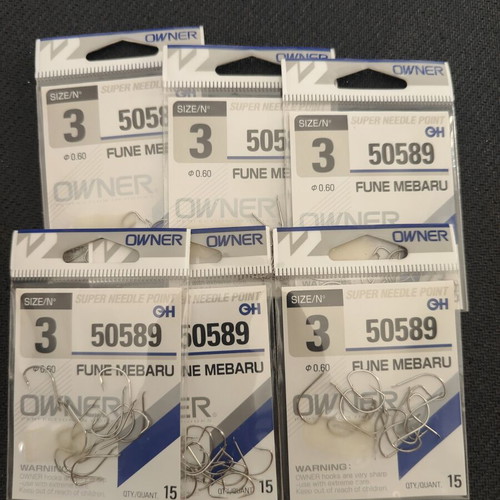 Owner Fune Mebaru Fishing Hooks new, pack of 6
