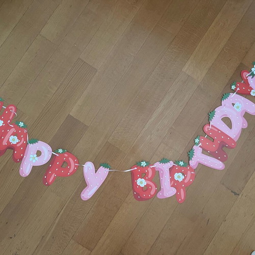 Birthday decoration set with strawberry theme like new
