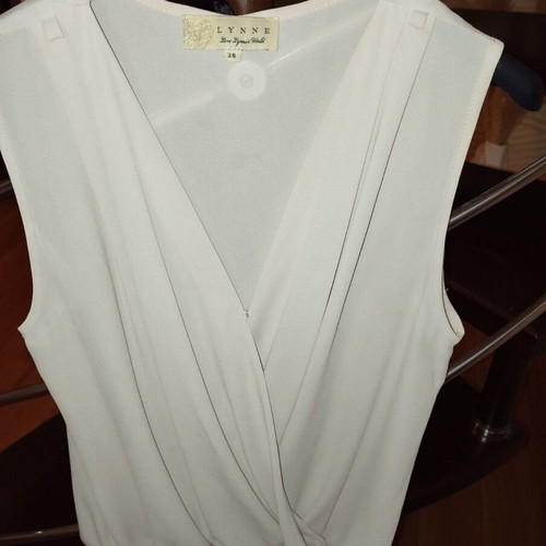 Lynne blouse like new, nude draped design with detachable chain