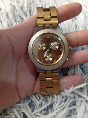 Swatch women's watch used, gold with dial imperfection