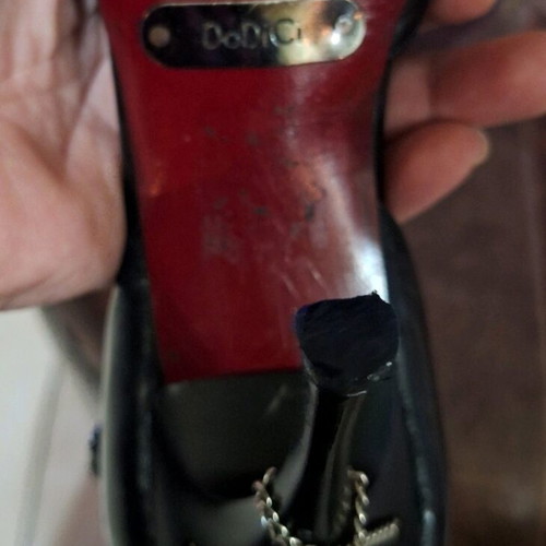 Dodici pumps used, genuine leather, size 36, black with buckle and chains
