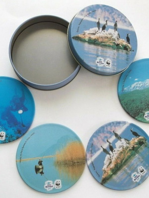 Promotional coasters like new, set of 4 with Prespes & WWF landscapes