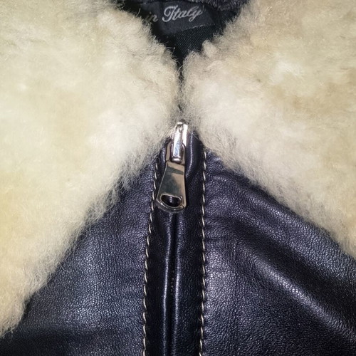 Genuine Italian leather jacket with cream shearling, Vera Pelle