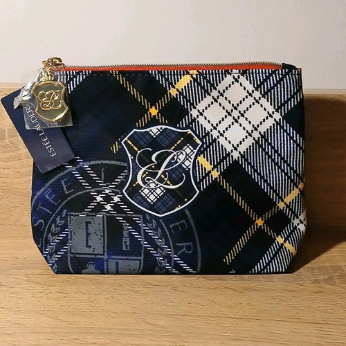 Estee Lauder toiletry bag new, blue gray checkered