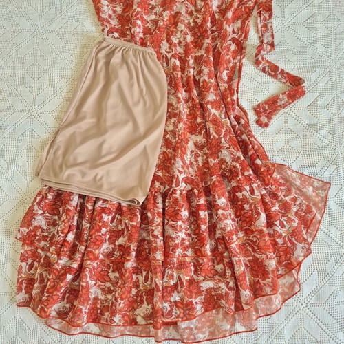 Vassia Kostara midi wrap skirt like new, white and red