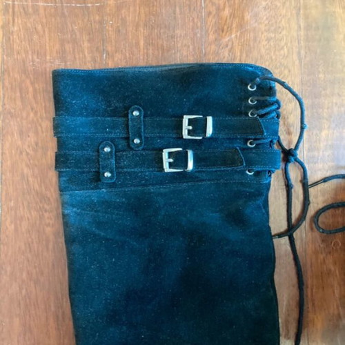 Suede over-the-knee boots size 37 used, warm leopard lining