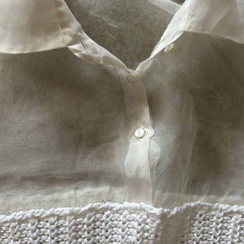 White shirt with knitted texture and two different fabrics, size M