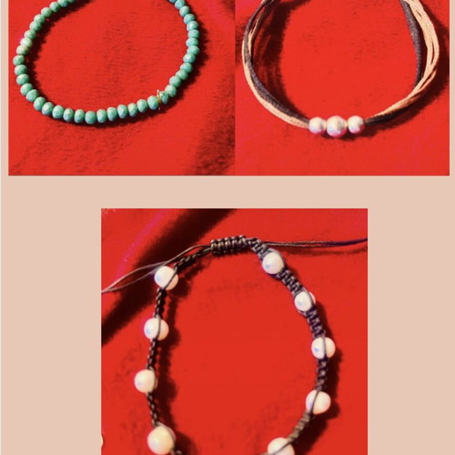 Boho bracelet set with beads, ethnic style, 3 pieces